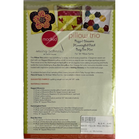 Modkid Paper Sewing Pattern - Pillow Trio - Picture 3 of 3